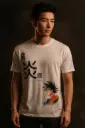 Men’s Anime Graphic T-Shirt – Goku Printed Tee with Japanese Text, White Cotton Casual