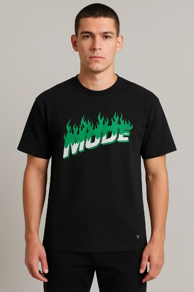 Men's Streetwear Graphic T-Shirt – "Bad Boy" Urban Cartoon Print – Black Hip-Hop Style Tee
