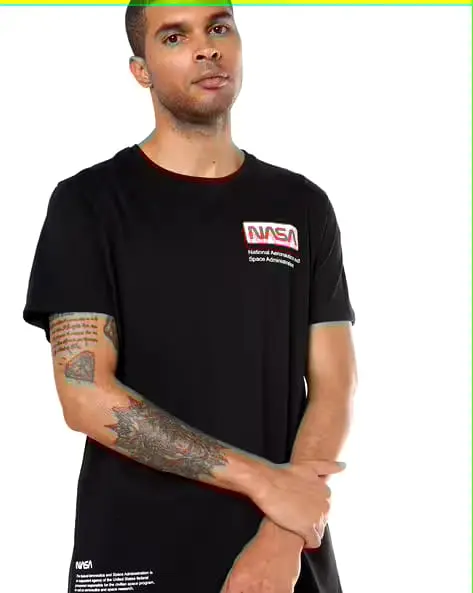 Men's Black NASA T-shirt - Official NASA Logo Graphic | Cotton Casual Tee