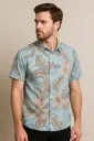 Men's Blue Floral Hawaiian Shirt | Short Sleeve Casual Beach Shirt | Tropical Vacation Wear