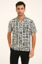 Men's Tribal Print Casual Button-Down Shirt – Short Sleeve, Lightweight, Stylish Summer Wear