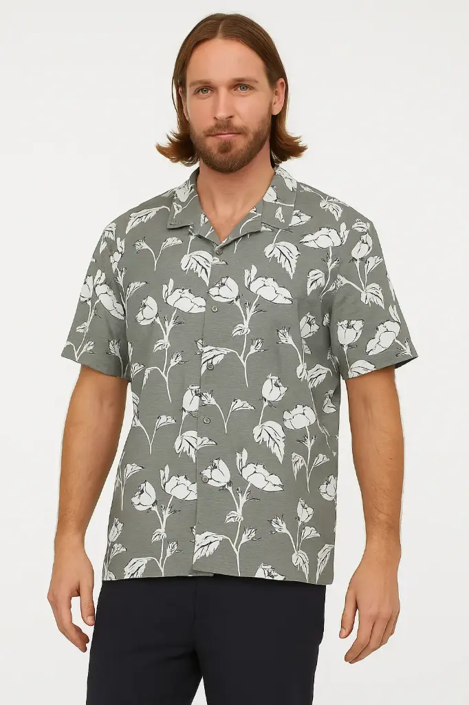 Botanic Breeze Men's Floral Short Sleeve Shirt – Relaxed Fit Button-Down Casual Wear