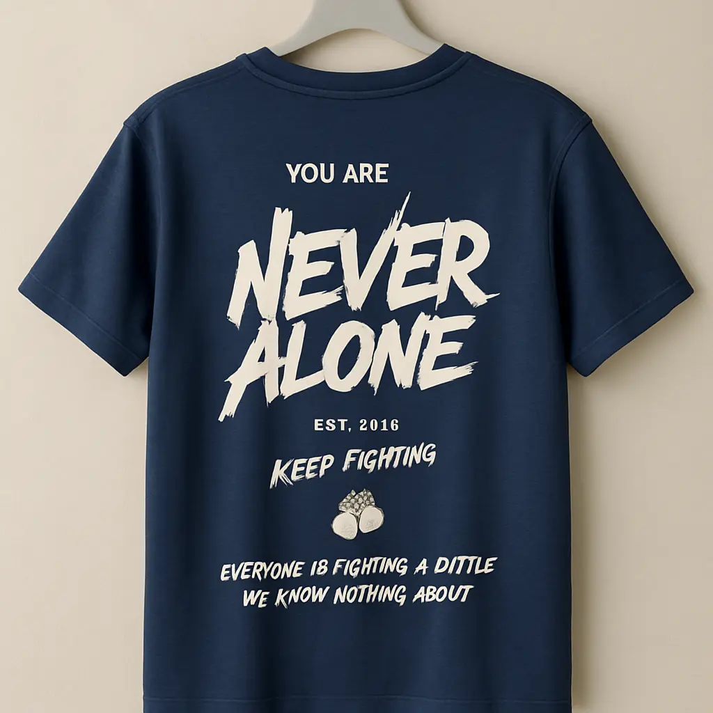 Men’s Navy Blue Graphic T-Shirt – Bold Typography Print Casual Cotton Tee