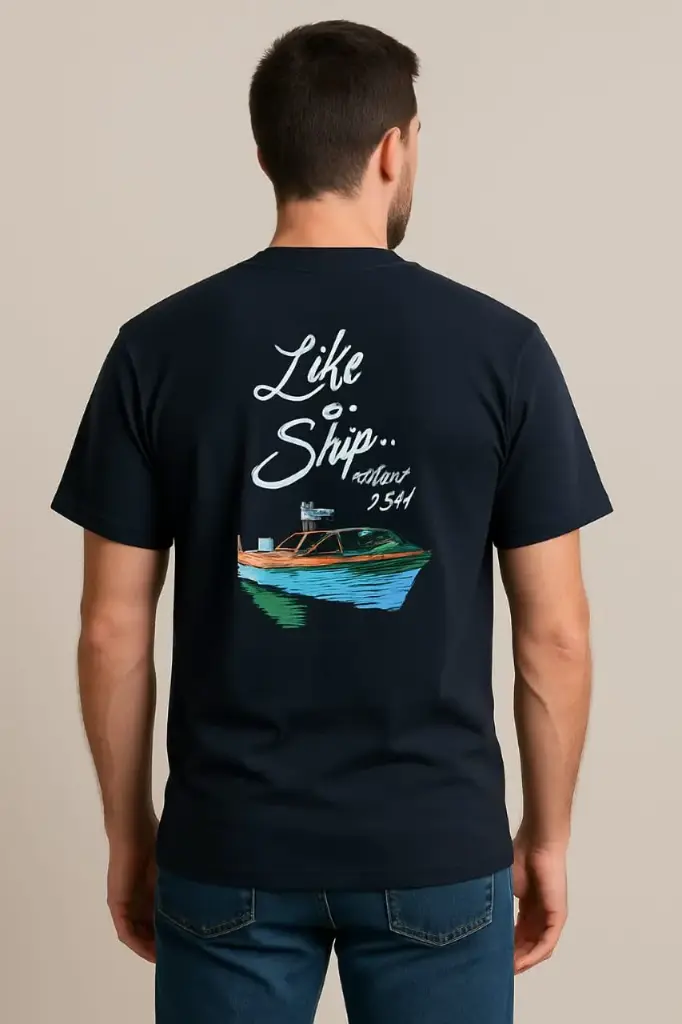Men's Nautical Graphic T-Shirt – "Like Ship" Ocean Boat Print – Casual Coastal Style Tee