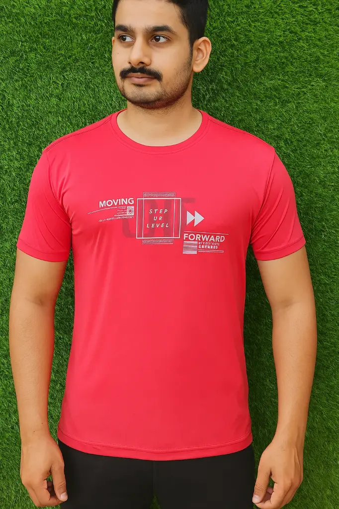 Step Forward Men's Motivational Graphic T-Shirt – Red | Lightweight Tee