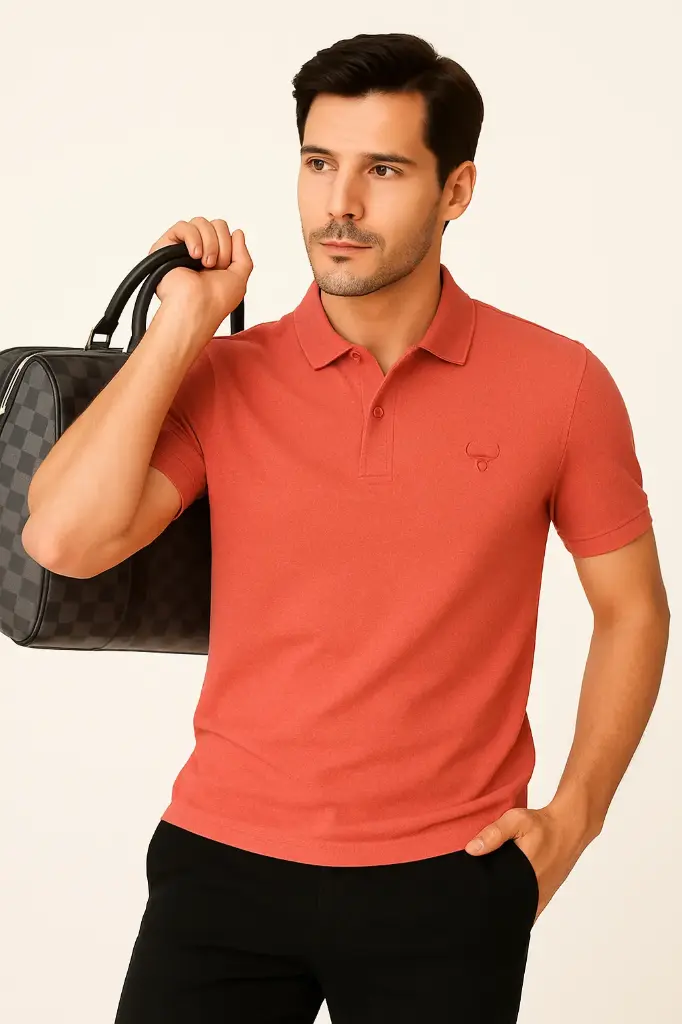Slim Fit tshirt for Men with Chest Pocket – red, Lightweight Cotton Blend, Tailored Fit, Everyday Casual Wear