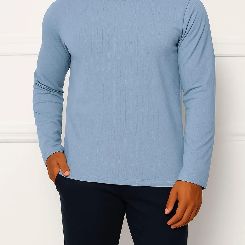 Men’s sky blue – Slim Fit T-Shirt Breathable Cotton,Versatile Everyday Wear