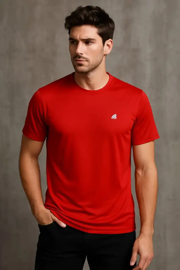Men's Red Activewear Gym T-Shirt – Quick-Dry Performance Sports Tee for Workout & Training
