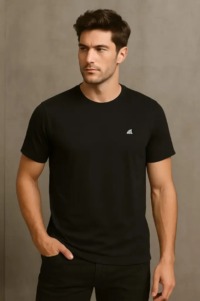 Men's Black Activewear Gym T-Shirt – Quick-Dry Performance Sports Tee for Workout & Training
