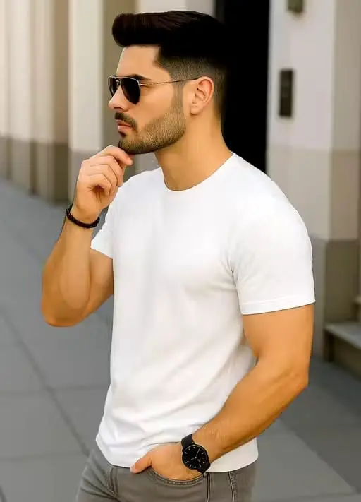 Men's White T-Shirt – Classic Crew Neck Casual Tee for Daily Wear