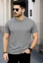 Men's Solid Grey T-Shirt – Classic Crew Neck Casual Tee for Daily Wear