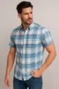 Men's Regular Fit Blue Plaid Cotton Shirt – Short Sleeves