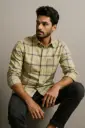 Men’s Olive Green Checked Shirt – Full Sleeves Smart Casuals