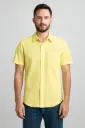 Men's Solid Light Yellow Cotton Shirt, Short Sleeve