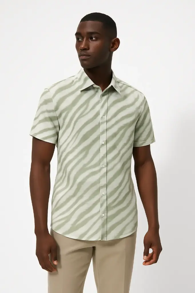 Men's Olive Green Checked Shirt – Cotton Casual Shirt for Men