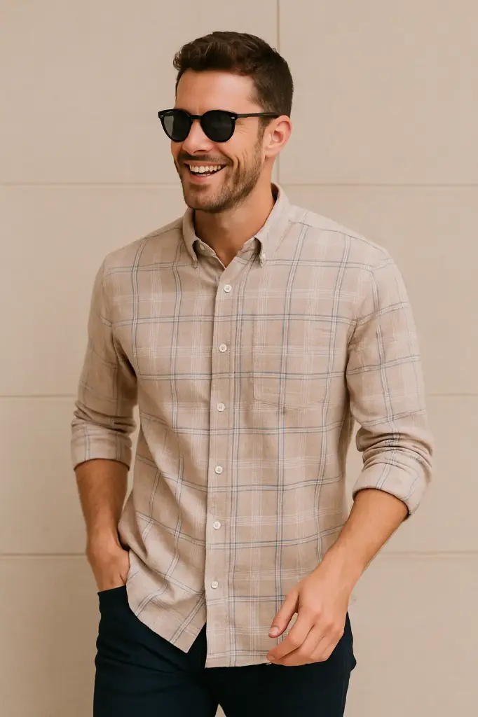 Men's dusty rose pink checks shirt - perfect For Office Wear and casual wear 