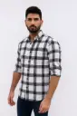 Men's white & black checks shirt for office and casual wear.