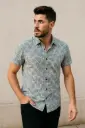 Men's Grey Floral Print Casual Slim Fit Cotton Shirt - Soft Short Sleeve Summer Shirt