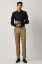 Men's Solid Khaki Formal Trousers – Classic Fit Office Wear Pants with Back Pockets
