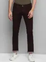 Men's deep maroon colour cotton jeans - breathable cotton, soft, comfortable, trendy.
