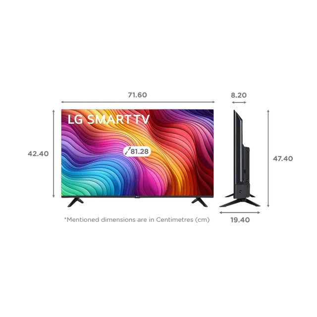 LG HD LED TV 80 cm (32 inches) 32LR686 Black | 20W SOUND A5 GEN6 AI 4K PROCESSOR, Quick Card, LG ThinQ™ WebOS w/ Magic Remote