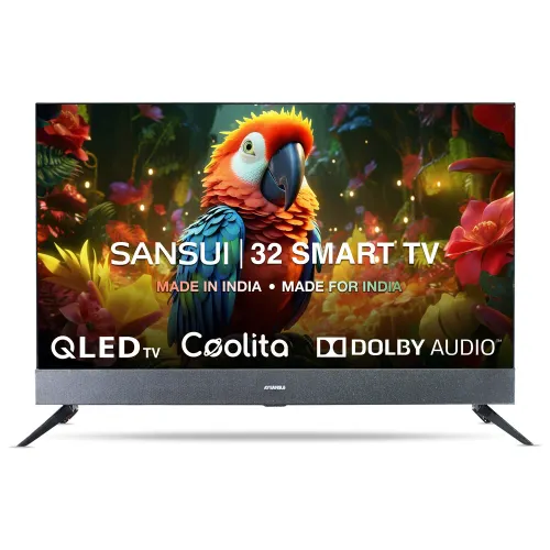 Sansui QLED TV 80 cm (32 inches) JSS32CSQLED Black | OS: Coolita 3.0, Quad core Processor, HD QLED display, ARC, Screen Cast, Soun