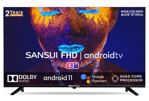 Sansui Full HD LED TV 109 cm (43 inches) Android JSW43GSFHD Black | Operating System Android (Google Assistant & Chromecast in-built)