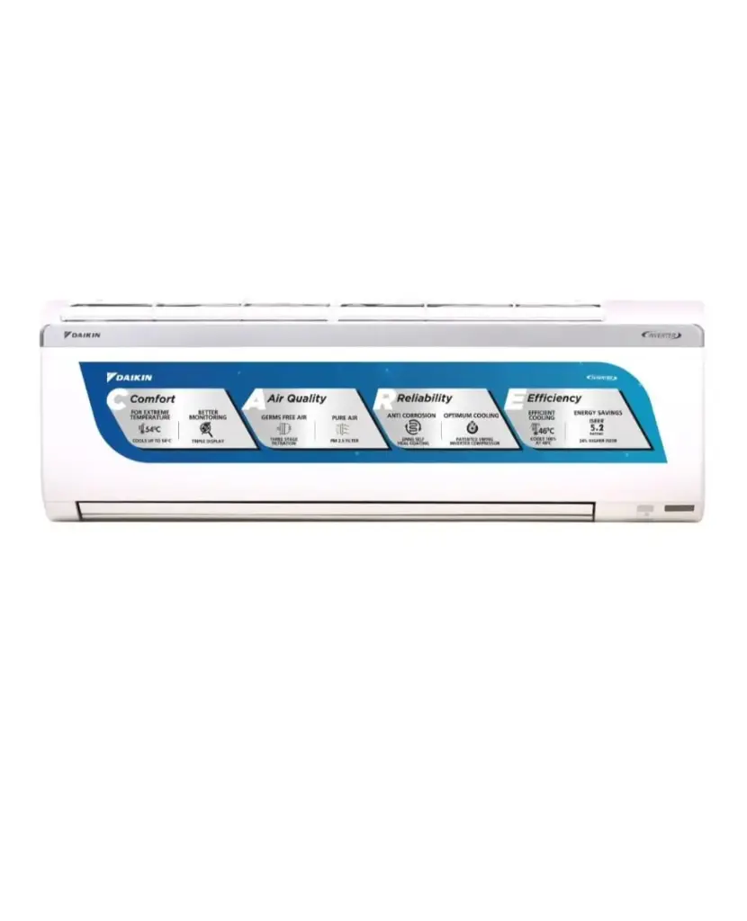 Daikin Wall Mounted Split AC 5280 W (18004) 5 Star Inverter FTKM50UV16VA | (Approx 1.5 Ton), Auto cooling, Triple Display, Best in class efficiency