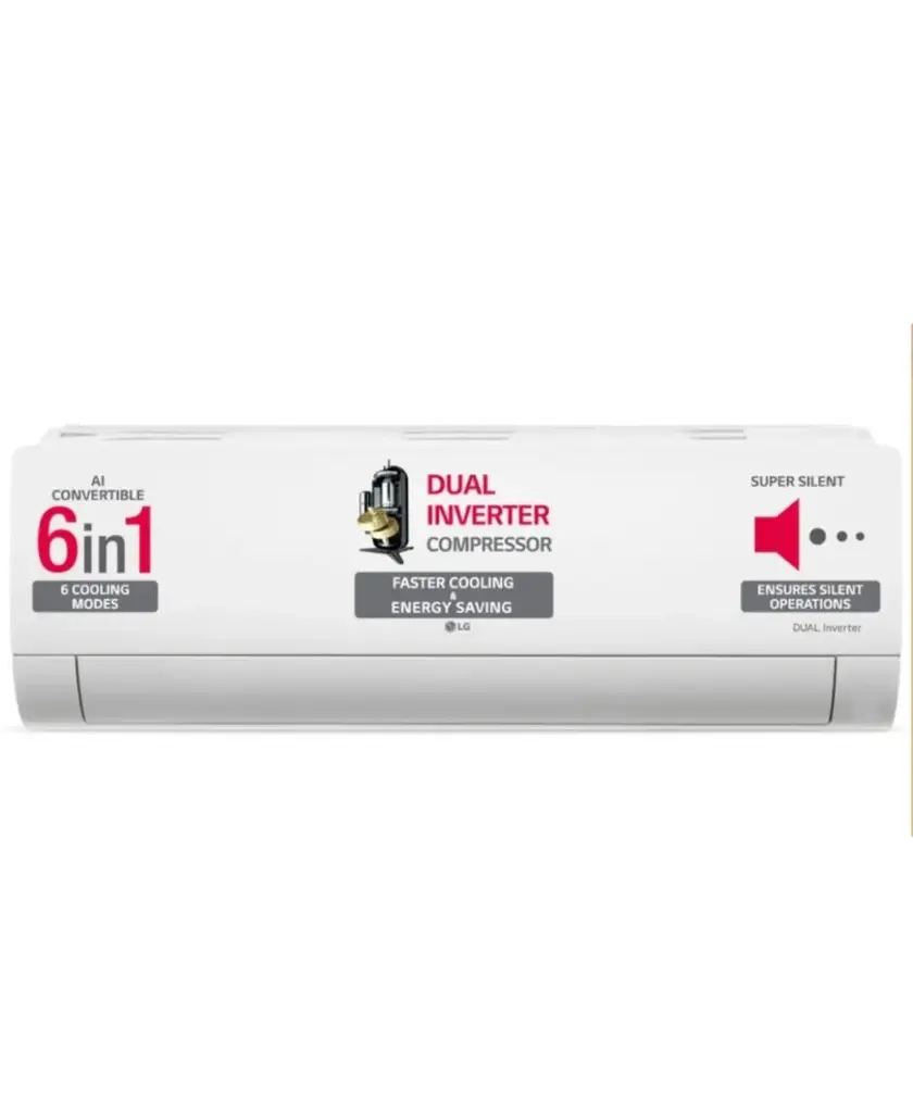 LG Wall Mounted Split AC 3283 W (11195) 3 Star Inverter TS-Q12CNXE | (Approx 1.0 Ton), AI Convertible 6-in-1 Cooling, Artificial Intelligence Cooling