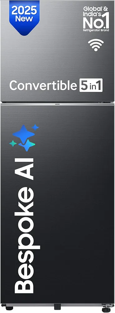 Samsung Double Door Refrigerator 396 Litres Convertible 2 Star Inverter RT41DG6A2BB1 Black Matt