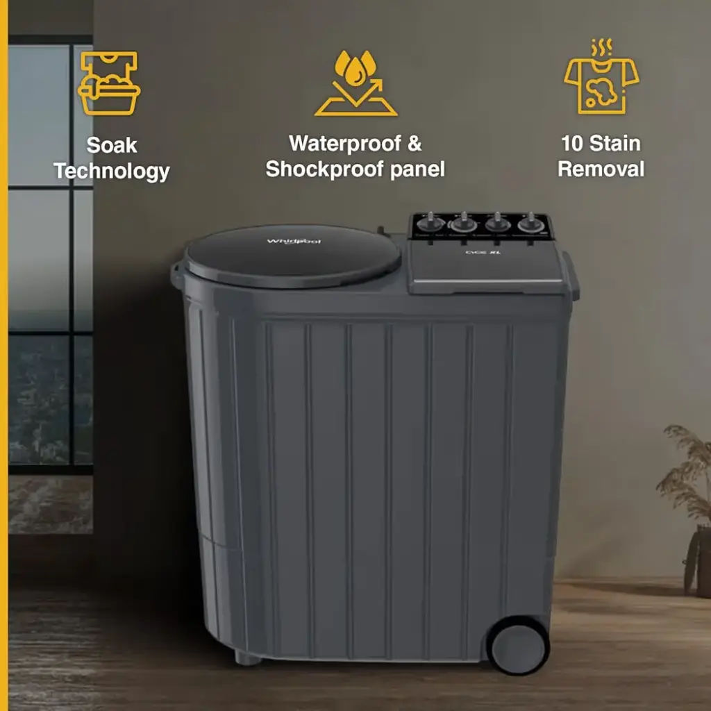 Whirlpool Semi Automatic Washing Machine 10.5 Kg 5 Star ACE XL Heater 10 YMW Graphite Grey