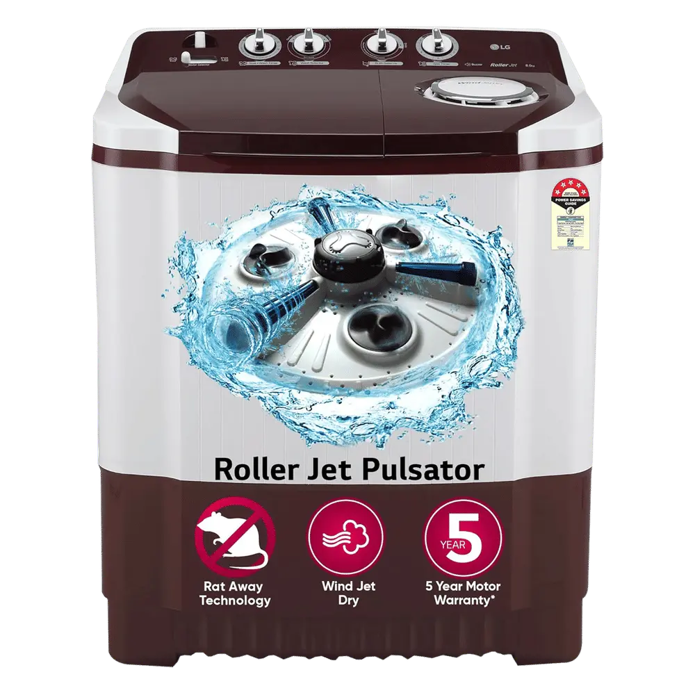 LG Semi Automatic Washing Machine 8.0 Kg 5 Star P8035SRAZ Burgundy