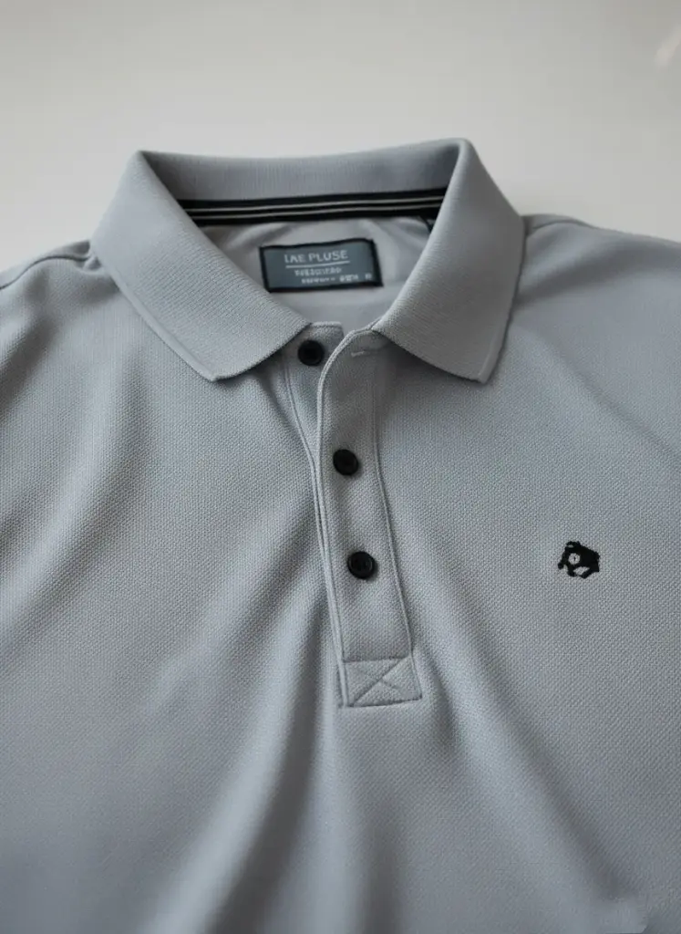 Men's Classic Fit Pique Polo Shirt "LAE PLUSE" - Light Grey