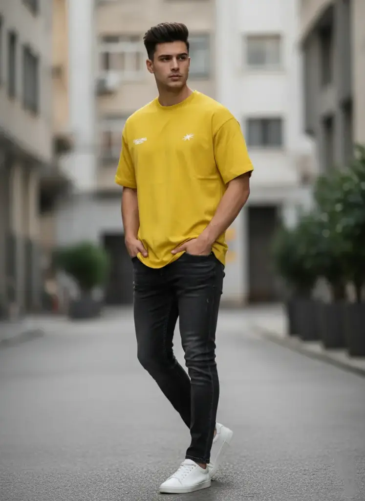 Men's Oversized T-Shirt | "Fidelity Evolving Vision" Graphic Tee | Heavyweight Cotton Drop Shoulder Shirt