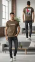 Men's Graphic T-Shirt | "HUMAN" Front and Back Print Tee | 100% Cotton Regular Fit Casual Shirt