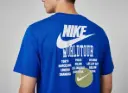 Men's Nike World Tour T-Shirt | Large Back Swoosh Graphic Tee | 100% Cotton Regular Fit Sportswear Shirt (Royal Blue)