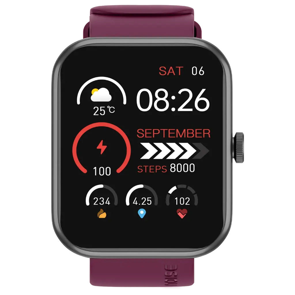 Noise Smart Watch 46.9 mm (1.85 INches) ColorFit Pulse Grand 3 Deep Wine