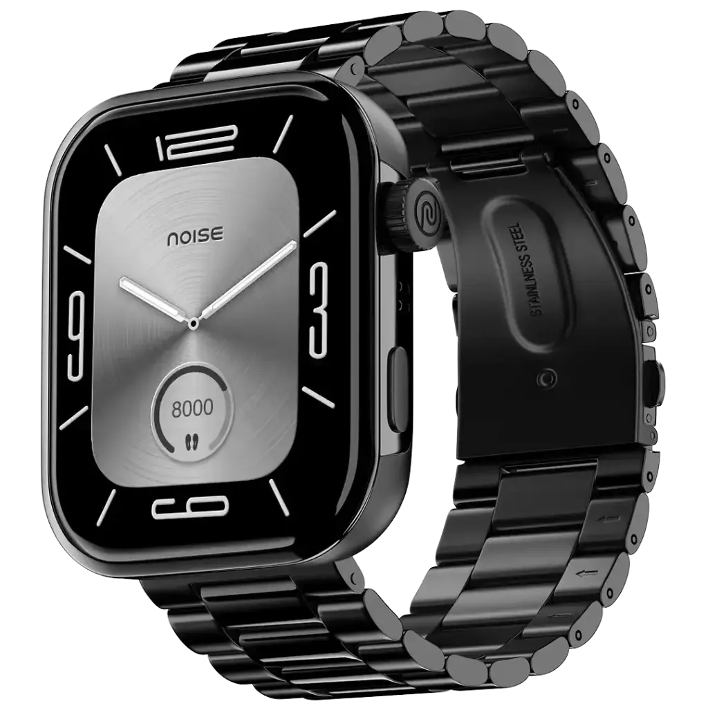 Noise Smart Watch 44MM (1.73 Inches) Colorfit Pro 5 Elite Black | 44mm (1.73 inches) AMOLED display,Elite black stainless steel body,1.85-inch dis