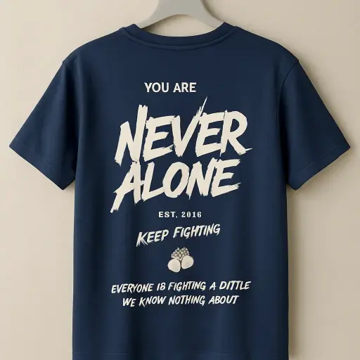 Men’s Navy Blue Graphic T-Shirt – Bold Typography Print Casual Cotton Tee