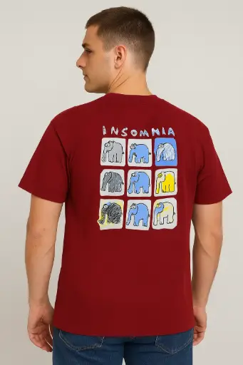 Men's Graphic T-shirt - Insomnia Cartoon Elephant Print | Fun Casual Tee