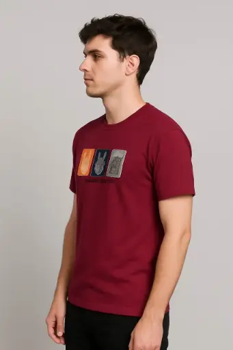 Better Late Than Never Maroon Graphic T-Shirt for Men – Cool Hand Sign Print, Statement Tee