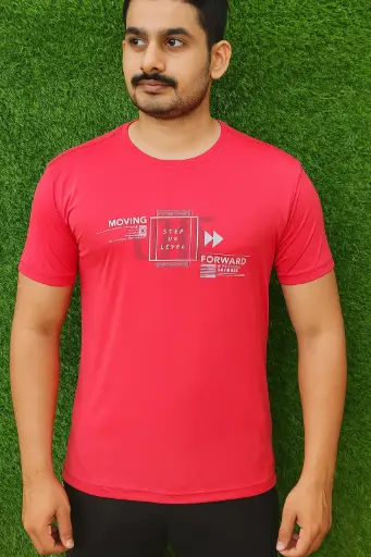 Step Forward Men's Motivational Graphic T-Shirt – Red | Lightweight Tee