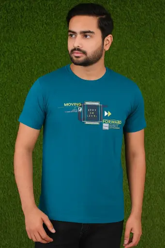 Step Forward Men's Motivational Graphic T-Shirt – Teal Blue | Lightweight Tee