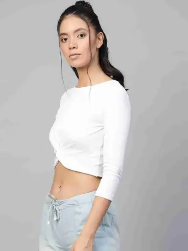 "Chic Comfort: White Twist-Knot Top"