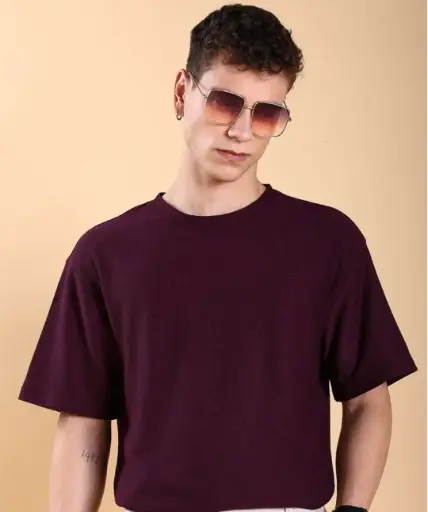 Men's Plain Maroon T-Shirt | Classic Solid Color Casual Tee | Soft Cotton Regular Fit