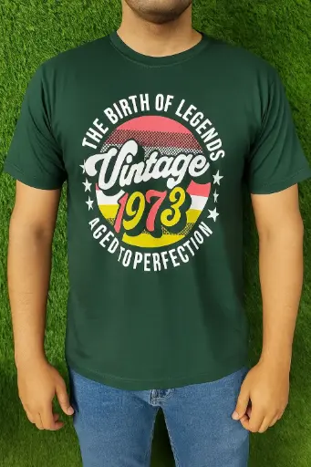 Men's Green Vintage 1973 Graphic T-Shirt | Retro Birthday Gift Tee | Aged to Perfection