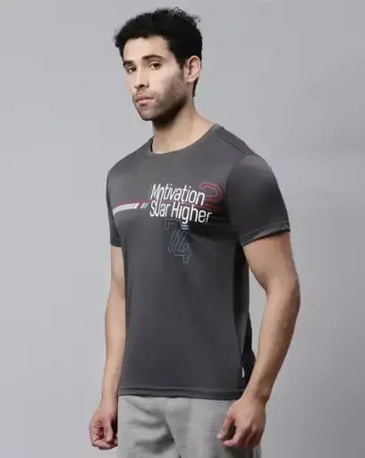 Men's T-Shirt – "Motivation Soar Higher" Print – Quick Dry Activewear Gym Tee