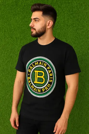 Men's Black Graphic T-Shirt | Urban Streetwear Round Neck Tee | Bold Logo Print