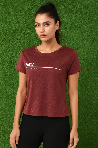 Women’s HRX Maroon Cropped Fitness Tee