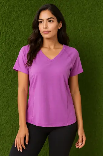Women’s Purple V-Neck Sports T-Shirt